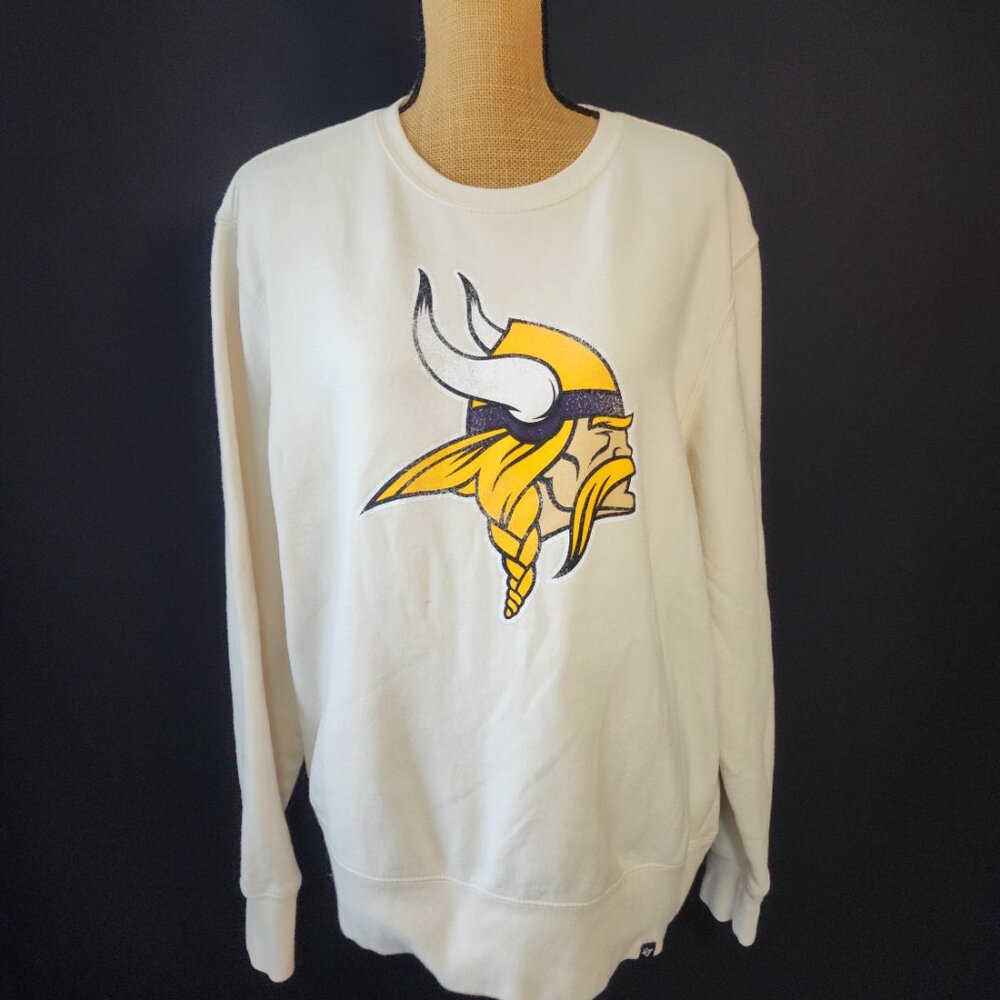 '47 Brand Minnesota Vikings Cream Vintage Logo Crewneck Sweatshirt XL